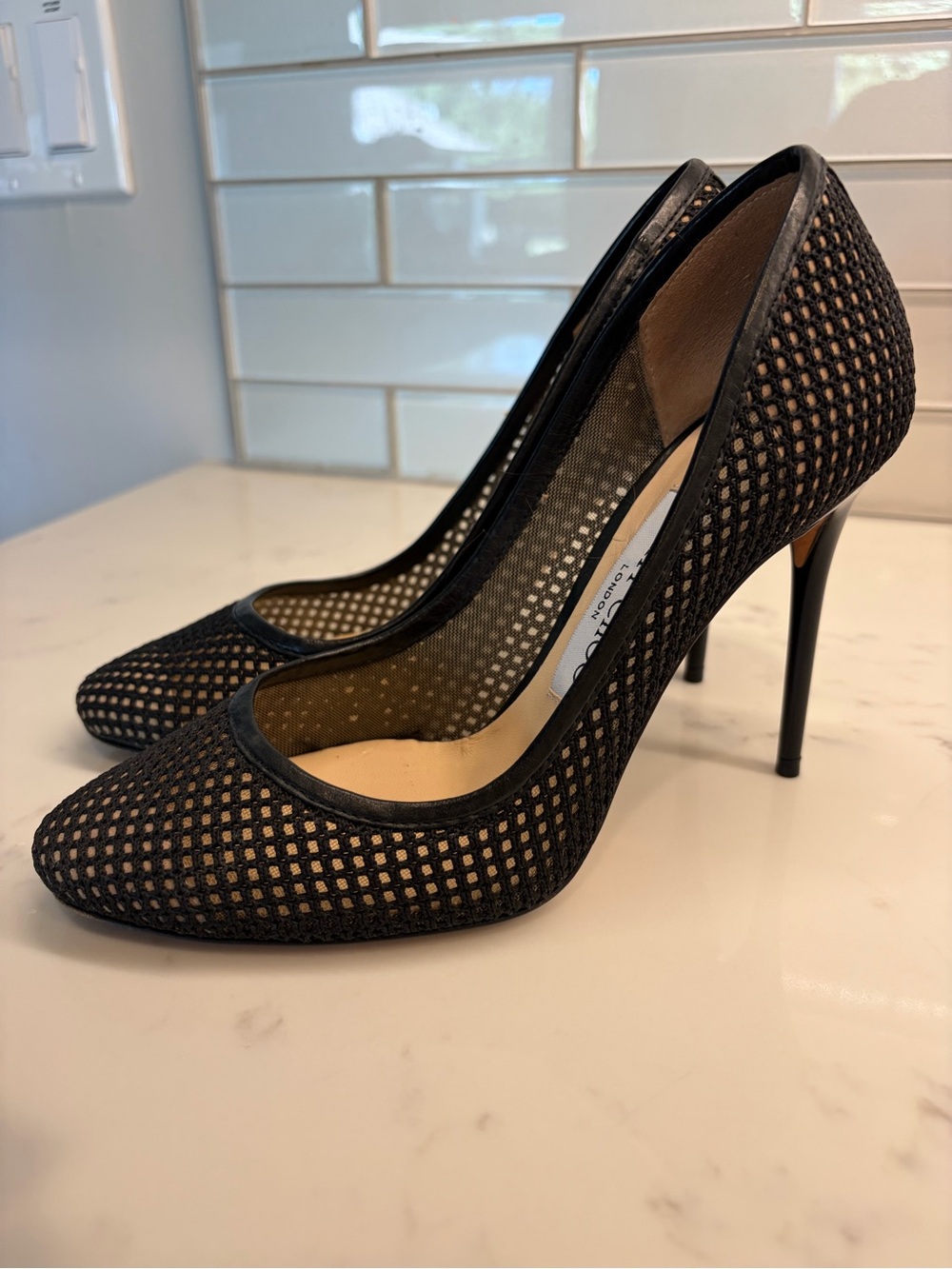 Jimmy Choo Black Mesh Stiletto Pumps Size 36
